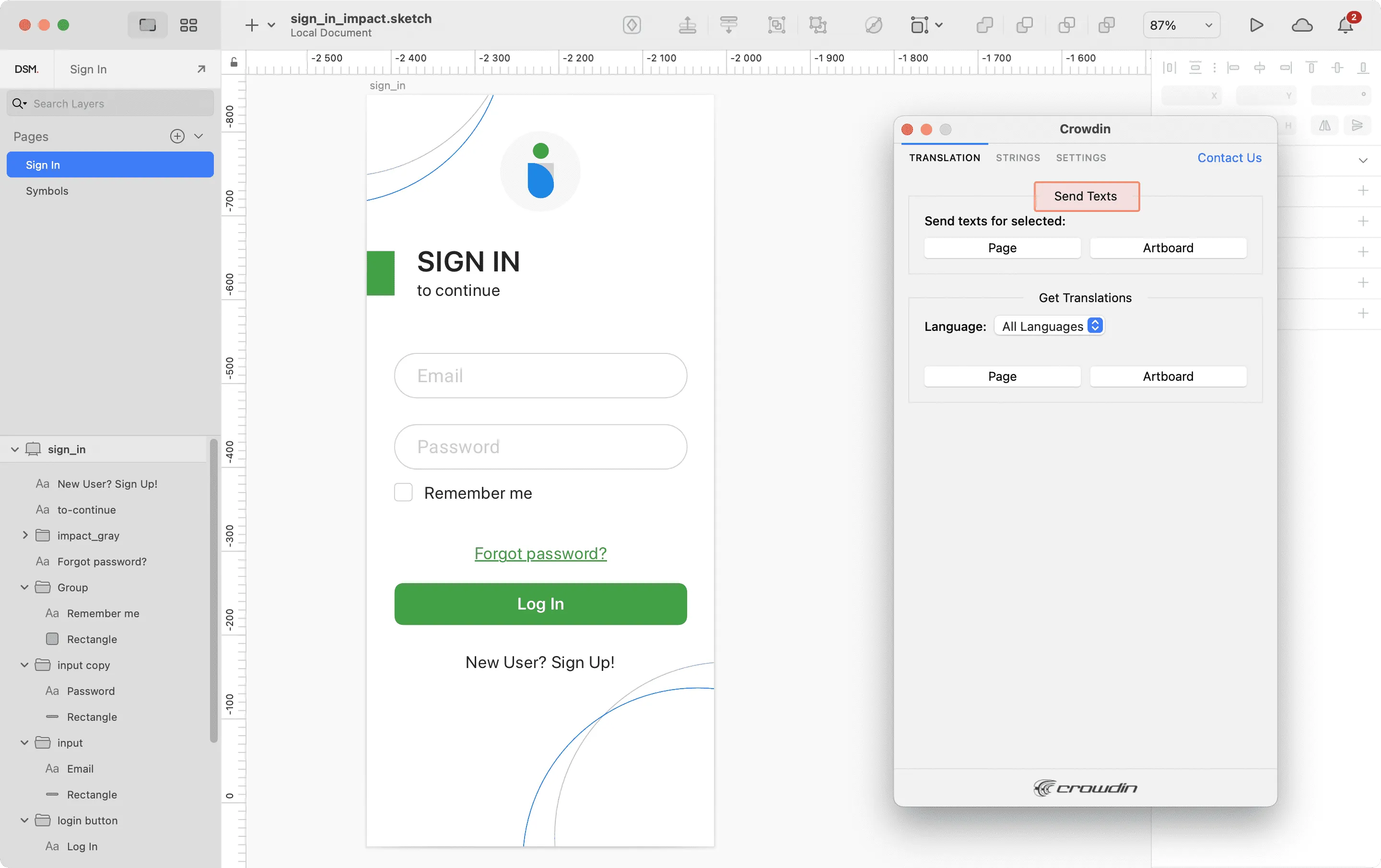 Sketch Plugin Send Texts for Translation to Crowdin